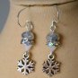 Silver snowflake charm clear crystal bead Bracelet Earrings Set