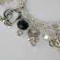 Music note black grey crystal bead charm Bracelet Earrings Set