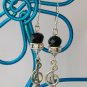 Music note black grey crystal bead charm Bracelet Earrings Set