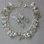Butterfly charm AB rhinestone crystal bead Bracelet Earrings Set