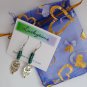 Owl bird charm blue teal glass bead earrings
