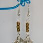 Guardian angel charm brown glass bead earrings