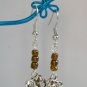 Elephant good luck charm brown glass Bead earrings