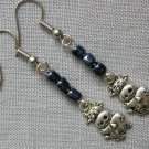 Cow farm animal charm vegetarian grey glass bead earrings