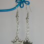 Princess crown charm clear glass bead earrings