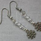 Snowflake 8 side charm clear glass bead earrings