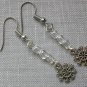 Snowflake 8 side charm clear glass bead earrings