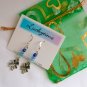 Blue ombre glass bead four leaf clover charm earrings