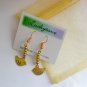 Gold bird charm small bead earrings