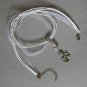 Angel charm AB crystal bead white organza ribbon necklace