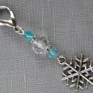 Snowflake Zipper Purse Charm aqua bicone clear crystal bead Snowflake Zipper Purse Charm aqua bicone clear crystal bead
