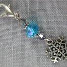 Snowflake Zipper Purse Charm aqua blue crystal bead