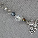 I Love My Cat Purse Zipper Charm clear crystal bead I Love My Cat Purse Zipper Charm clear crystal bead