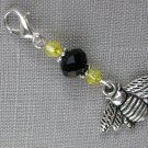 Bumble Bee Purse Zipper Charm black yellow crystal bead Bumble Bee Purse Zipper Charm black yellow crystal bead