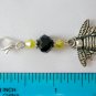 Bumble Bee Purse Zipper Charm black yellow crystal bead
