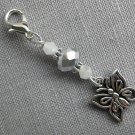 Butterfly Purse Zipper Charm silver crystal bead
