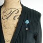 Snowflake charm aqua blue crystal bicone dangle lapel pin