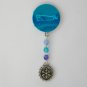 Snowflake charm aqua blue crystal bicone dangle lapel pin
