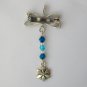 Dragonfly charm blue crystal bicone bead dangle lapel pin