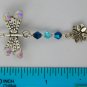 Dragonfly charm blue crystal bicone bead dangle lapel pin