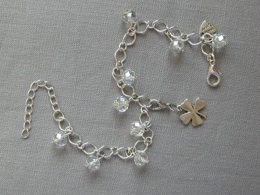 DIY Crystal bead YOU DESIGN silver chain bracelet with charms YOUR CHOICE COLOR