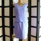 Robbie Bee NWT blue violet purple beaded silk tank skirt 2 pc set size 6