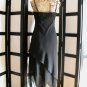 Eva Blue black bead handkerchief asymmetrical empire black dress size 6