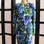 S Roberts NWT retro blue floral flower raglan long sleeve wrap dress size 11/12