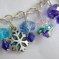 Royal blue aqua snowflake charm crystal bead Bracelet Earrings Set
