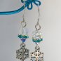 Royal blue aqua snowflake charm crystal bead Bracelet Earrings Set