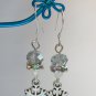 Silver snowflake charm clear crystal bead Bracelet Earrings Set