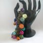 Chunky colorful rainbow bead stretch bracelet connected by metal chain