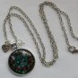 Black Cat rose flower cabochon charm pendant necklace