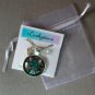 Black Cat rose flower cabochon charm pendant necklace