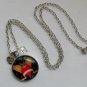 Angel Cat heart cabochon charm pendant necklace