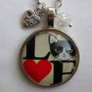 Love Cats heart cabochon charm pendant necklace Love Cats heart cabochon charm pendant necklace