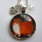 Ginger orange and white fat Cat cabochon charm pendant necklace