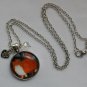 Ginger orange and white fat Cat cabochon charm pendant necklace