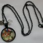 Siamese Cat flower bookcase cabochon charm pendant necklace