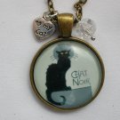 Chat Noir Black Cat cabochon charm pendant necklace Chat Noir Black Cat cabochon charm pendant necklace