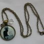 Chat Noir Black Cat cabochon charm pendant necklace