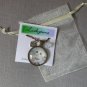 Light Grey Cat pink flower cabochon charm pendant necklace