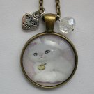 White Persian Cat cabochon charm pendant necklace White Persian Cat cabochon charm pendant necklace