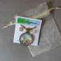 Ginger orange long hair Cat flower cabochon charm pendant necklace