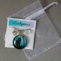 Long haired Cat shadow blue cabochon charm pendant necklace