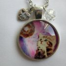 Tabby Kitten Cat begging for donut cabochon charm pendant necklace Tabby Kitten Cat begging for donut cabochon charm pendant necklace