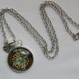 Celtic grey Cat on brown cabochon charm pendant necklace