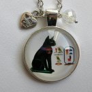 Black Cat Goddess Bast cabochon charm pendant necklace Black Cat Goddess Bast cabochon charm pendant necklace