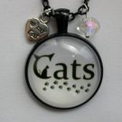 Cats paw prints cabochon charm pendant necklace Cats paw prints cabochon charm pendant necklace