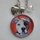 White Brown Dog orange cabochon charm pendant necklace White Brown Dog orange cabochon charm pendant necklace